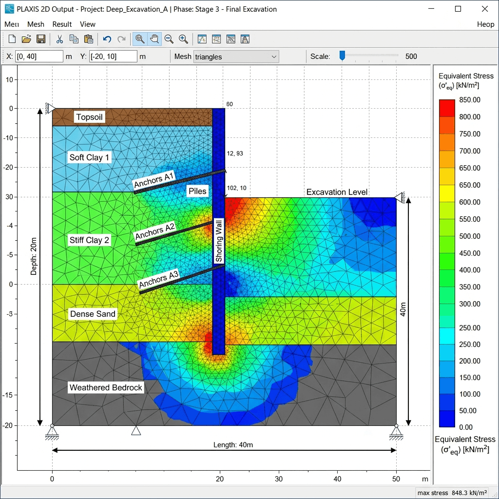 PLAXIS 2D Finite Element Analysis Plot